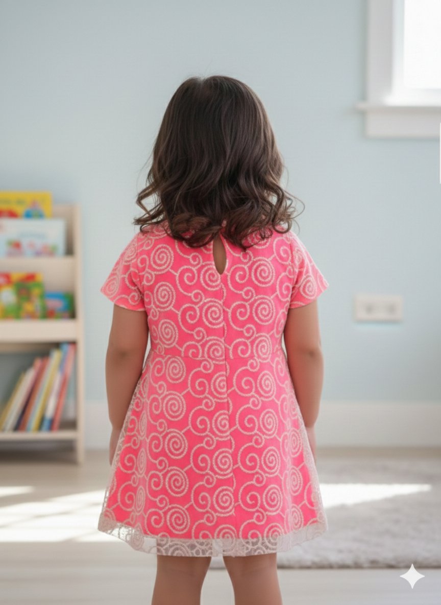 Enchanting Pink Lace A-Line Dress view 2