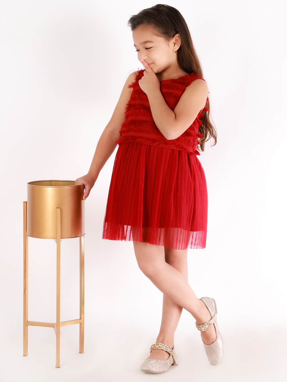 Chic Maroon Feather Dress