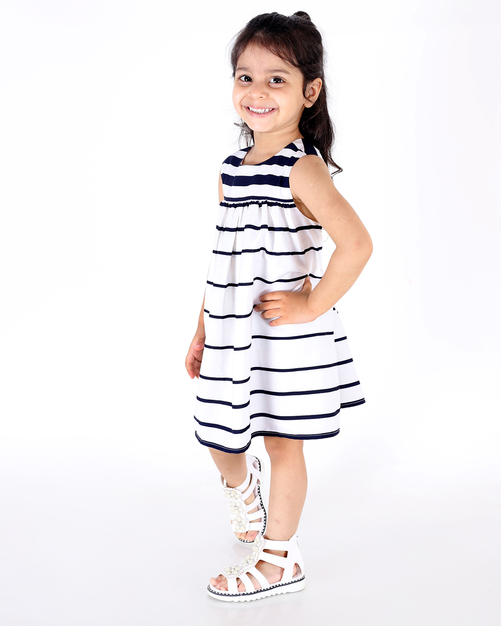 Chic White Striped Regular Dress
