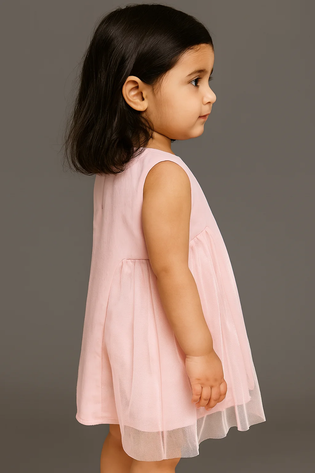 Kidsdew sleeveless Chiffon A- line dress Pink view 2