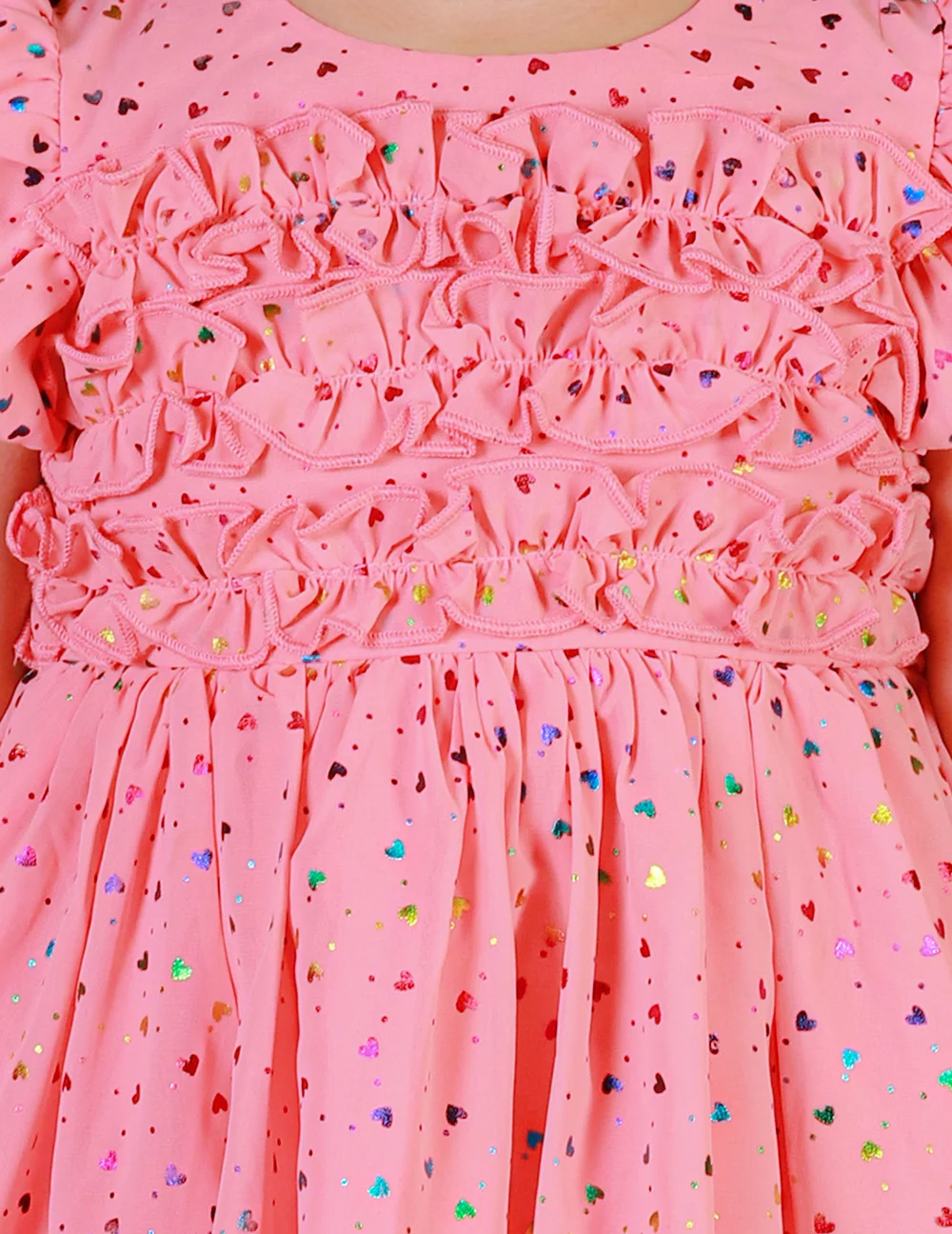Radiant Peach Rainbow Hearts Dress view 4