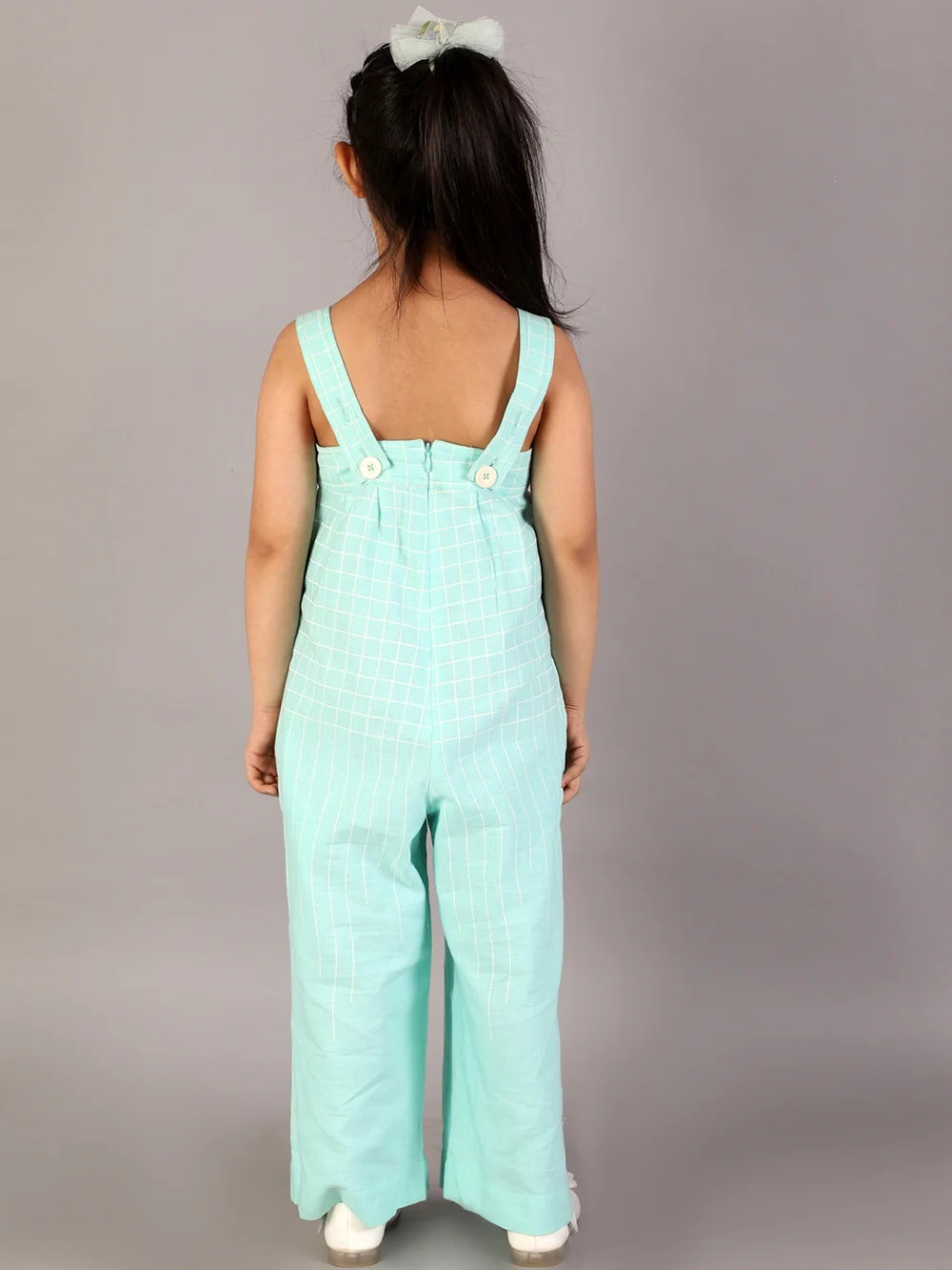 Stylish Green Checked Sleeveless Jumpsuit view 4
