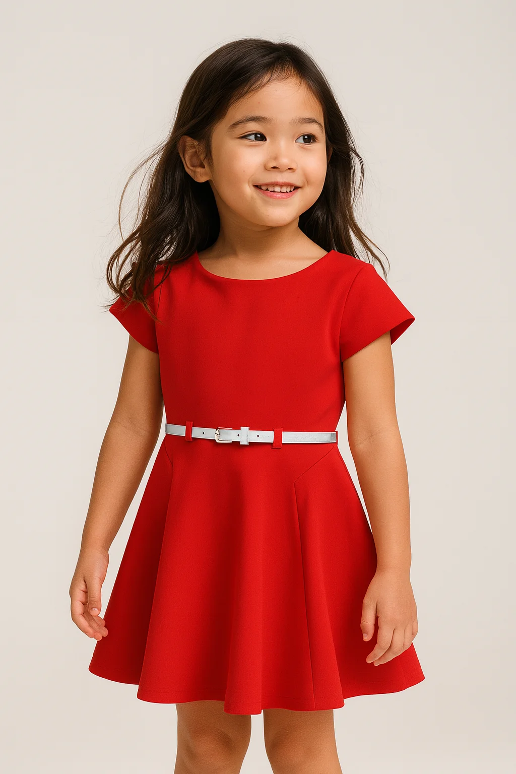 Stylish Red Crepe Dress view 2