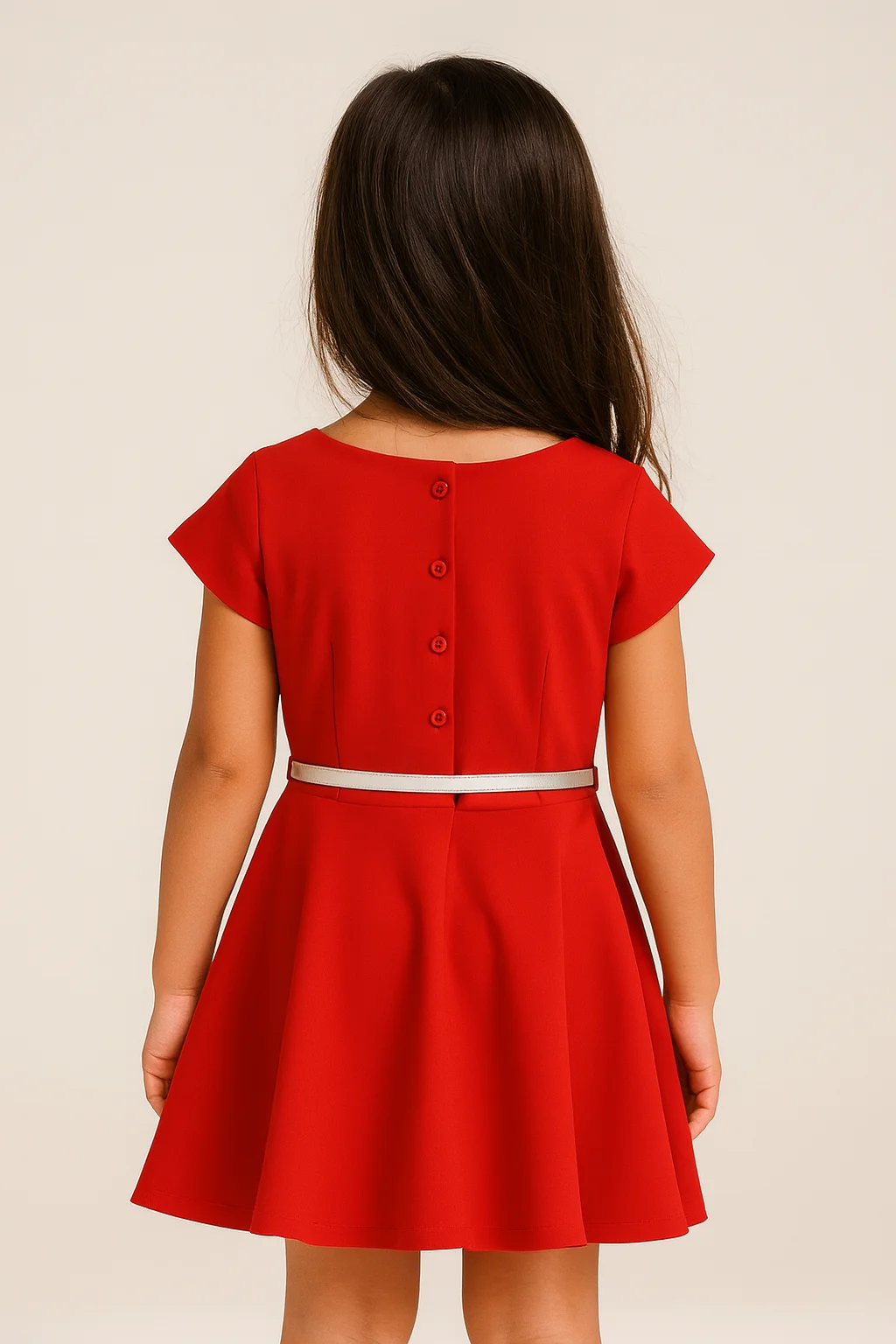 Stylish Red Crepe Dress view 5
