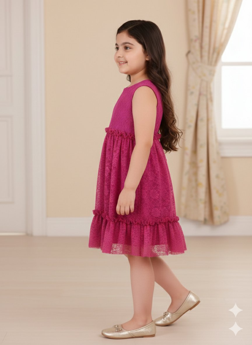 Chic Purple Sleeveless Pleated Net Party Dress view 3