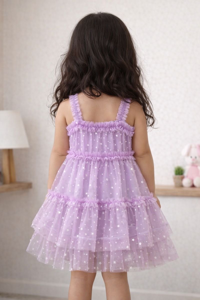 Lilac Sparkle Ruffle Party Dress view 3