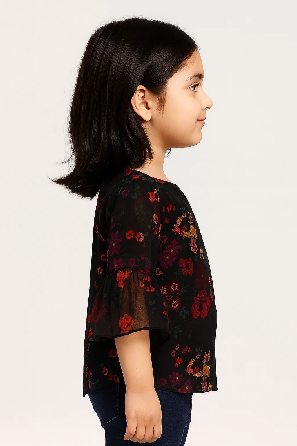 Stylish Black Floral Printed Top view 4