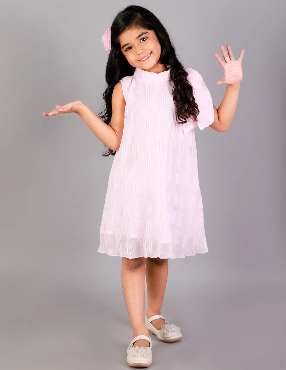 Stylish and Elegant Pink Pleated Dress