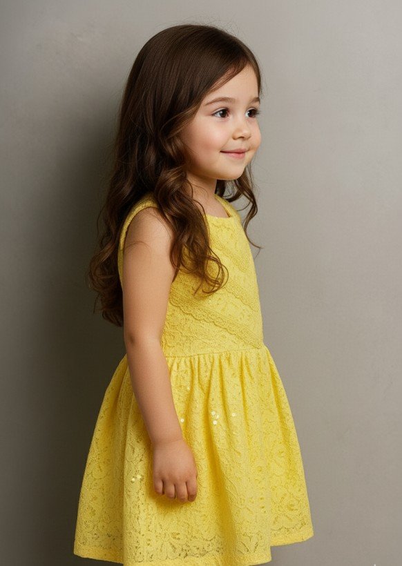 Yellow Glow Sleeveless Lace Dress view 3