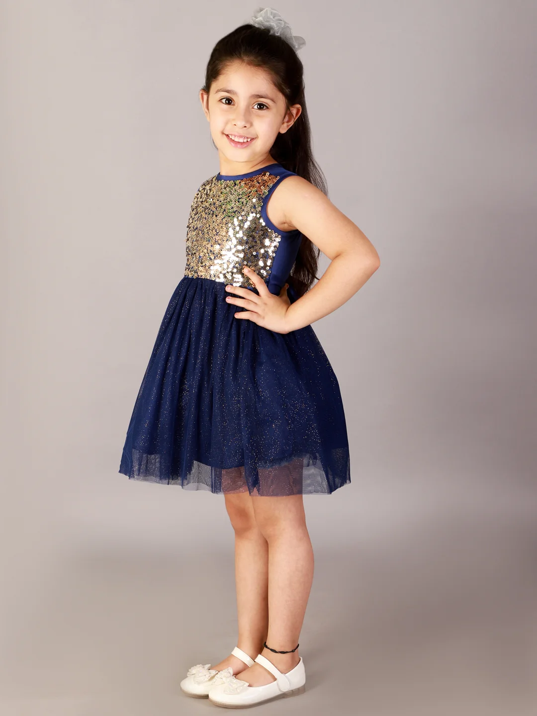 Navy Blue Starlight Sparkle Party Dress view 2
