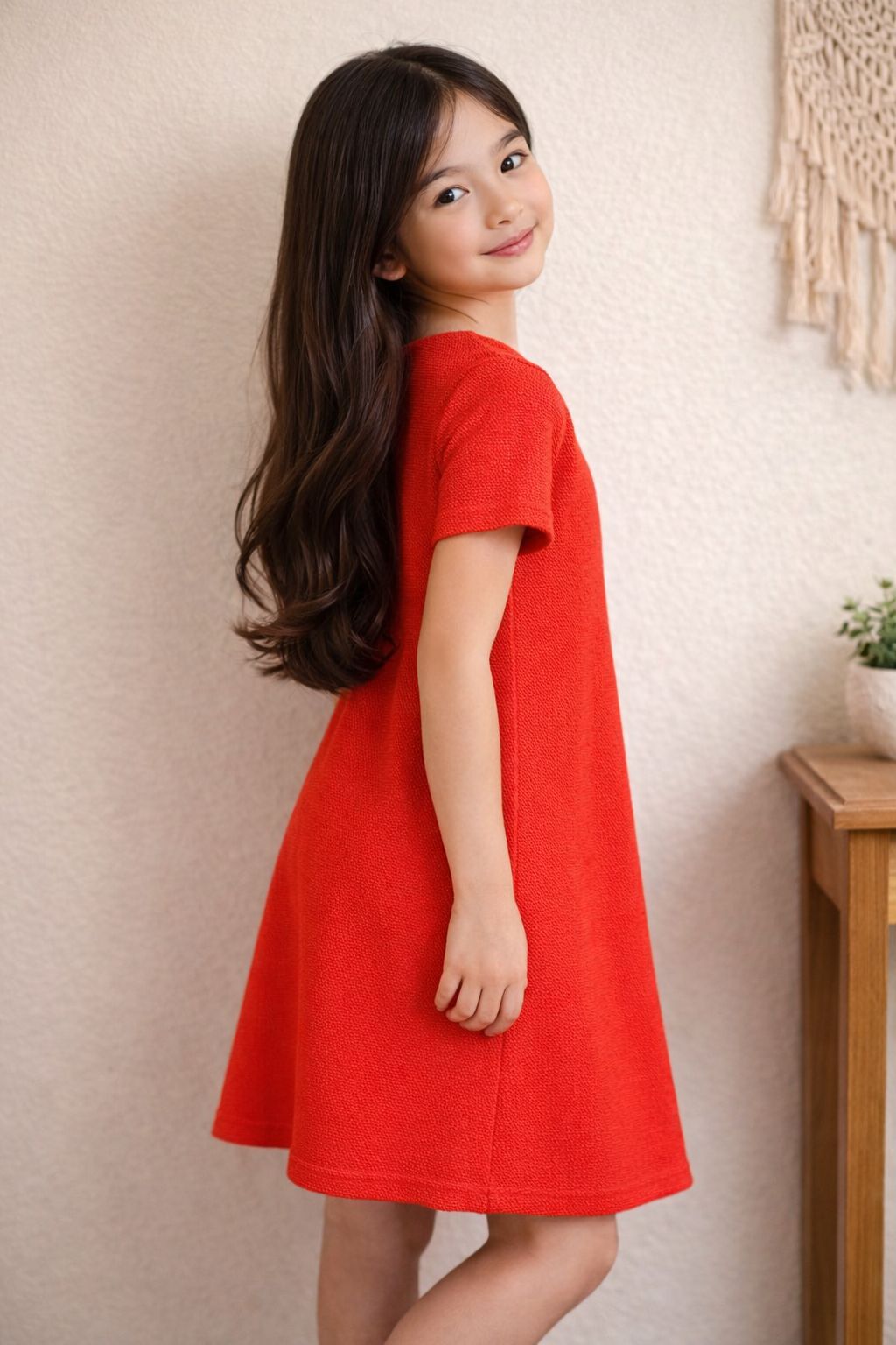 Classic Red Comfort Fit Dress view 3