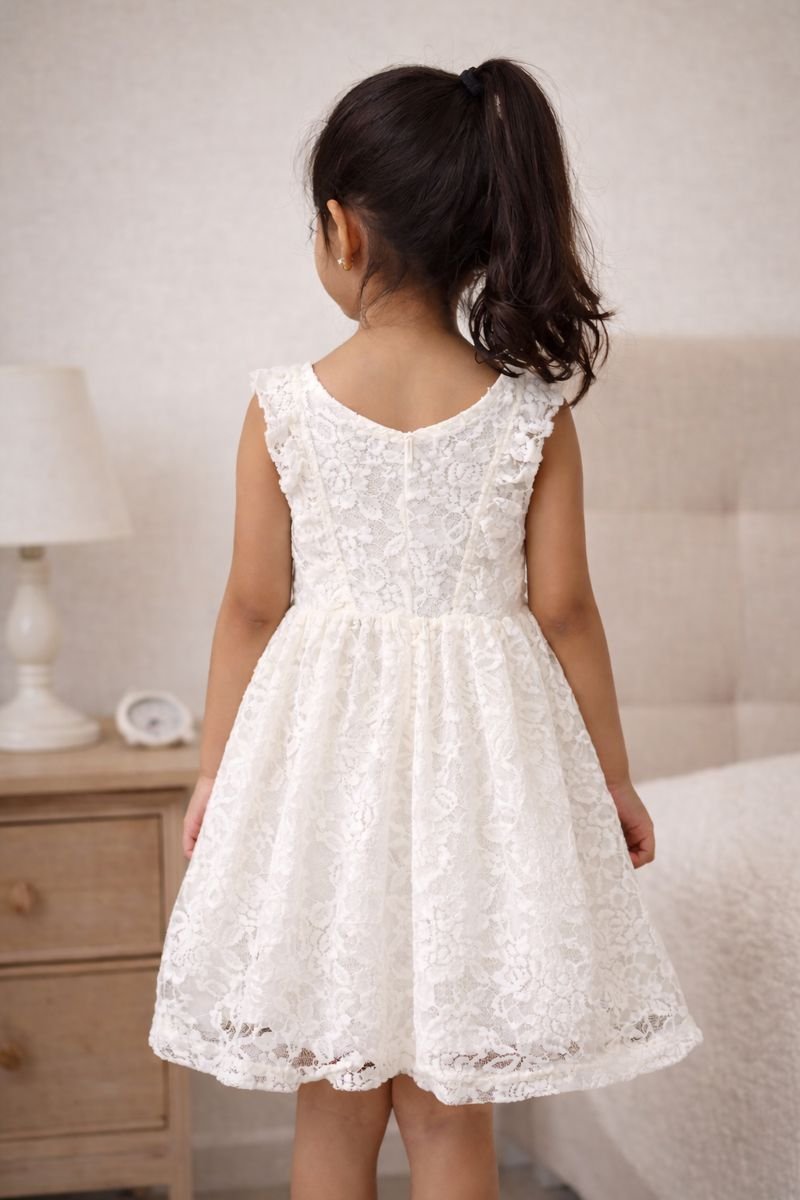 Girls Soft Floral Lace A-Line Party Dress view 2