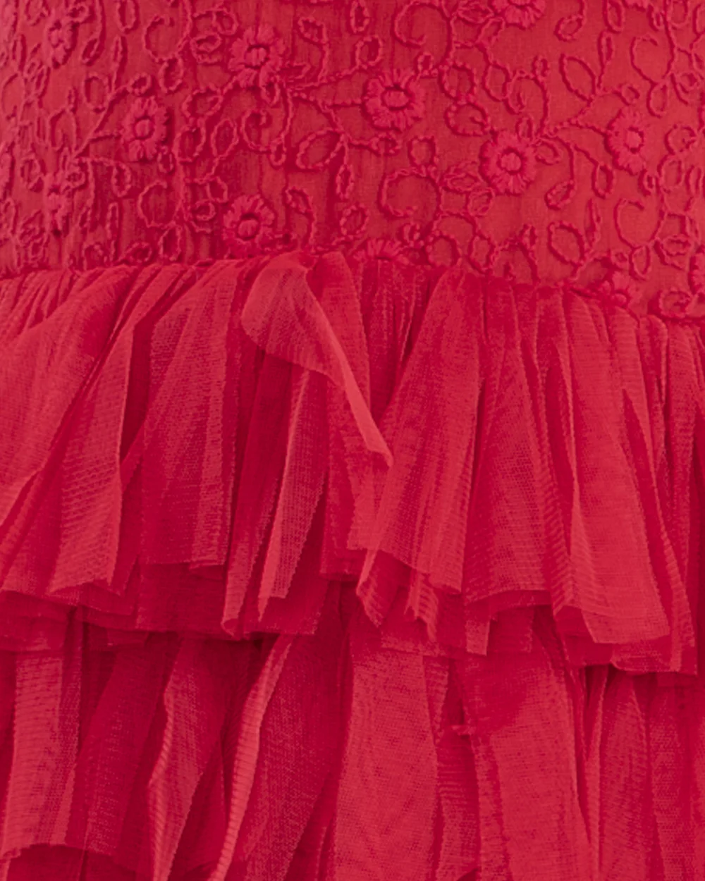 Stunning Red Design Net Fit and Flare Party Dress view 4