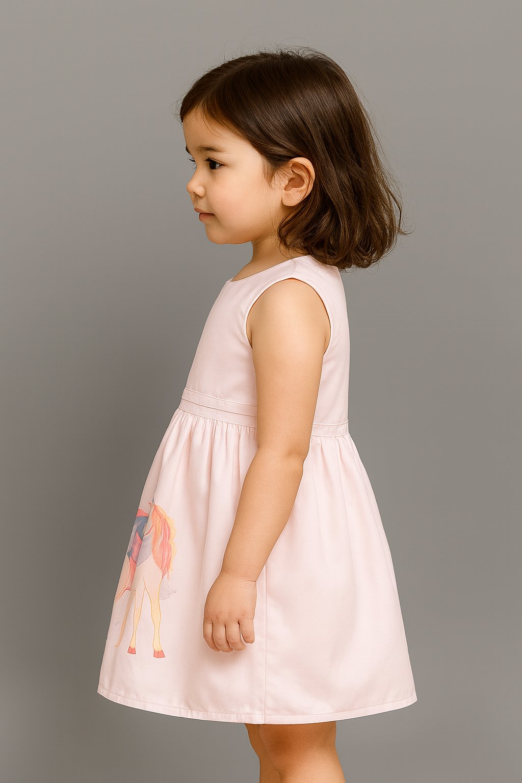 Charming Pink Unicorn Print Dress view 2