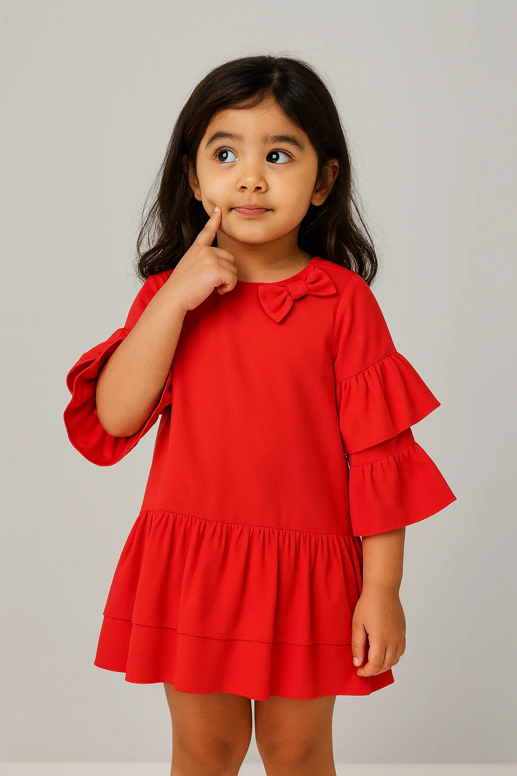 Kidsdew sleeveless Crepe A- line dress Coral