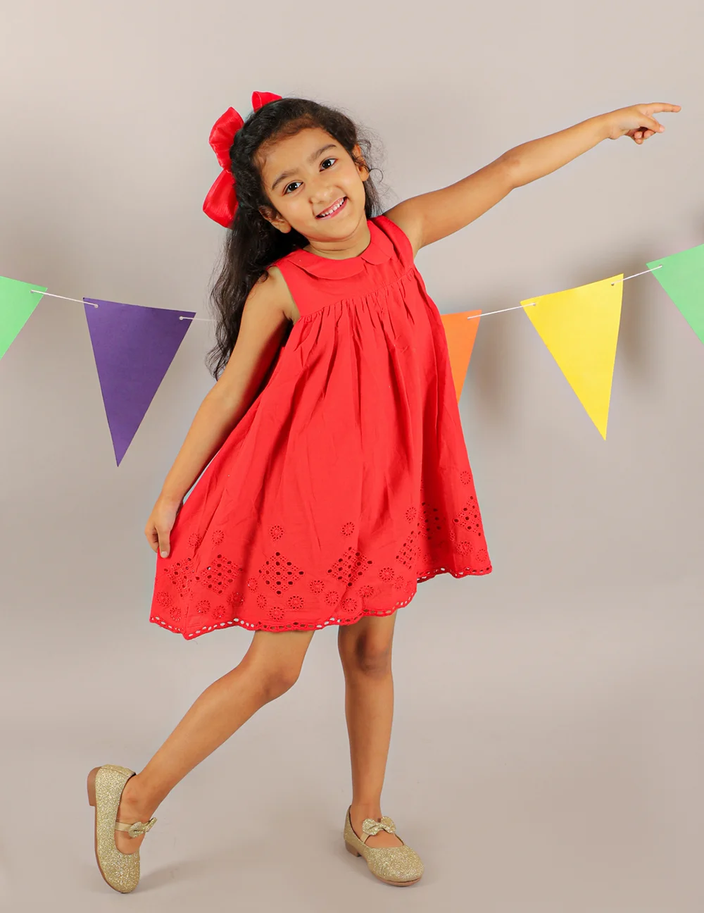 Vibrant Red Cotton Dress