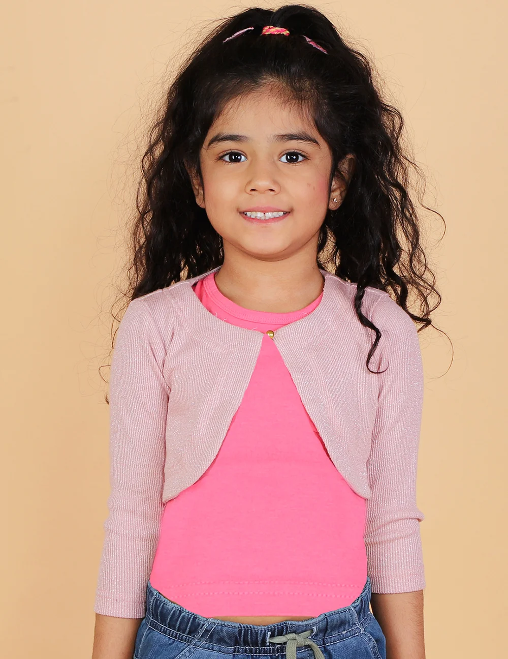 Chic Mauve Regular Hosiery Quarter Sleeves Shrug