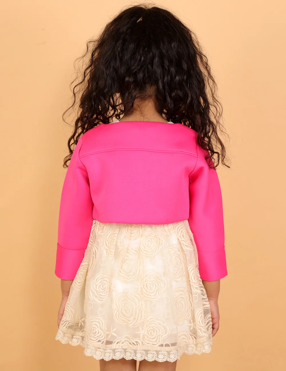 Pretty Pink Scuba Quarter Sleeves Front Open Shrug view 5