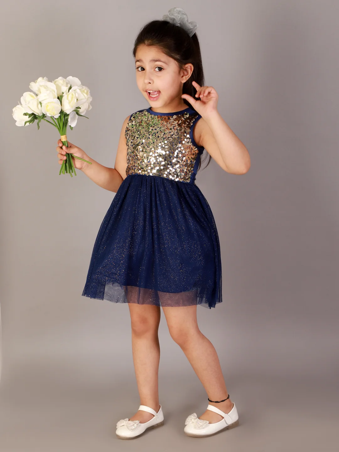 Navy Blue Starlight Sparkle Party Dress