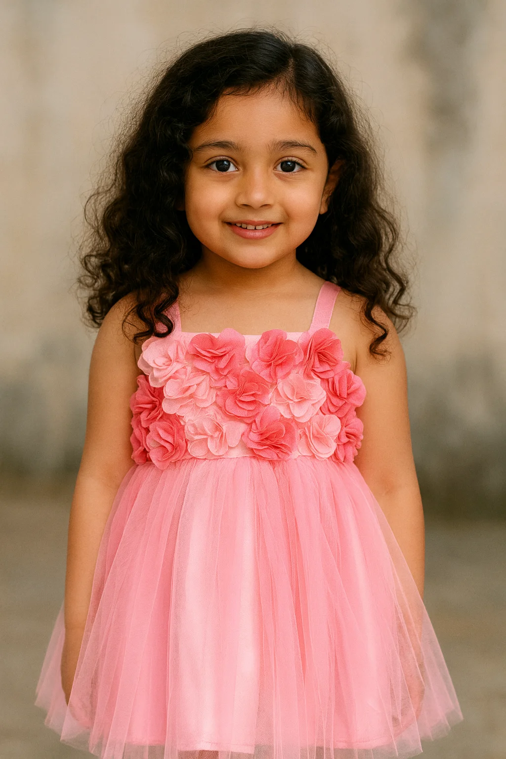 Charming Peach Tuil Party Dress