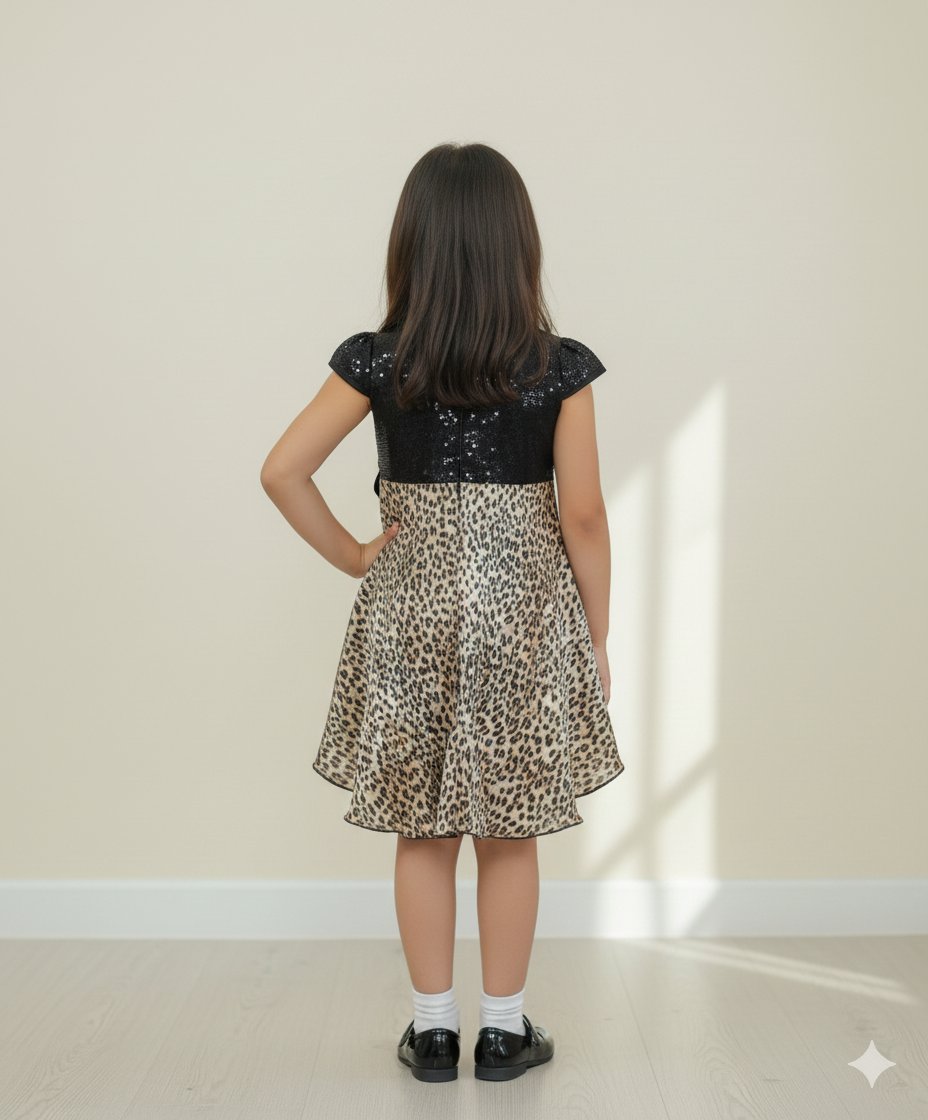 Trendy Black Animal Print Dress view 2