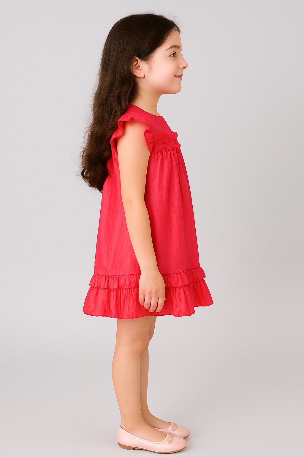 Enchanting Magenta Pleated Dress view 2