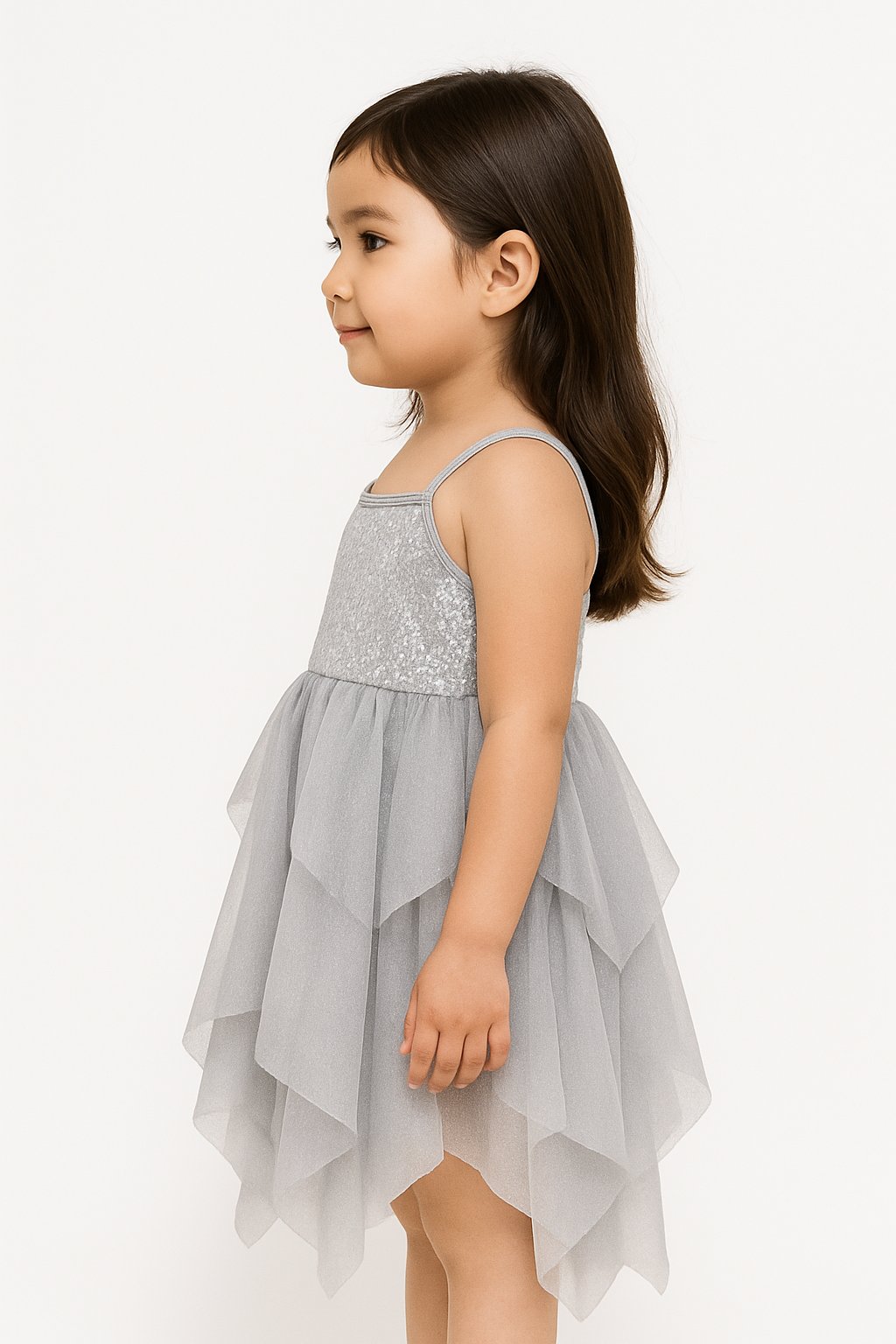 Chic Grey Strappy Sequined Party Dress view 3