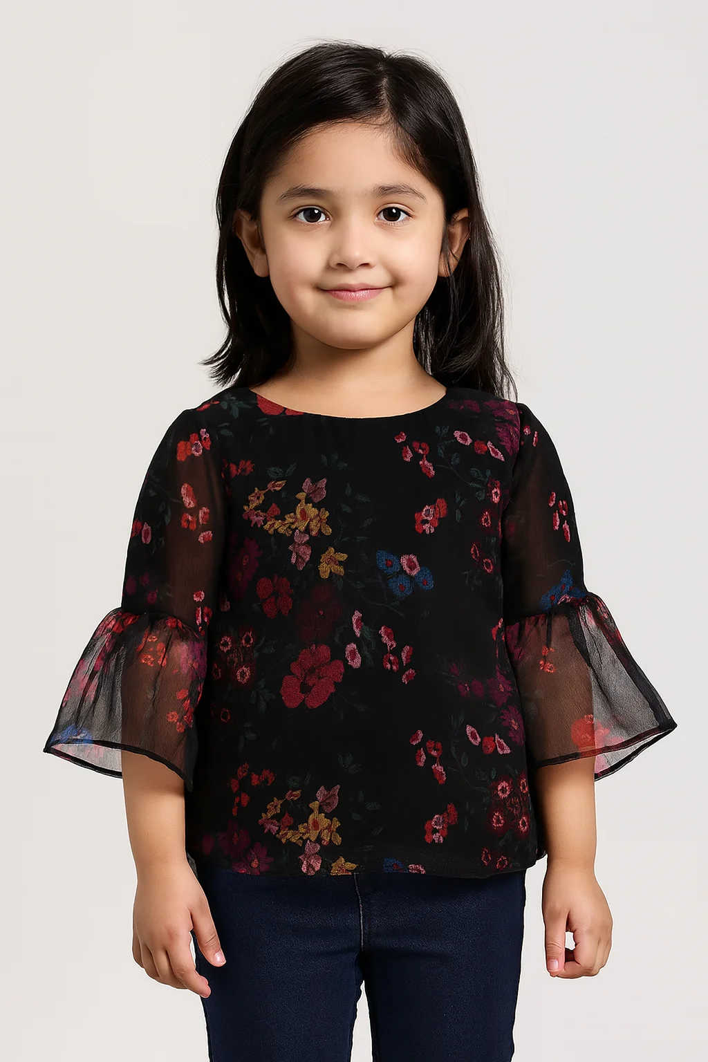 Stylish Black Floral Printed Top