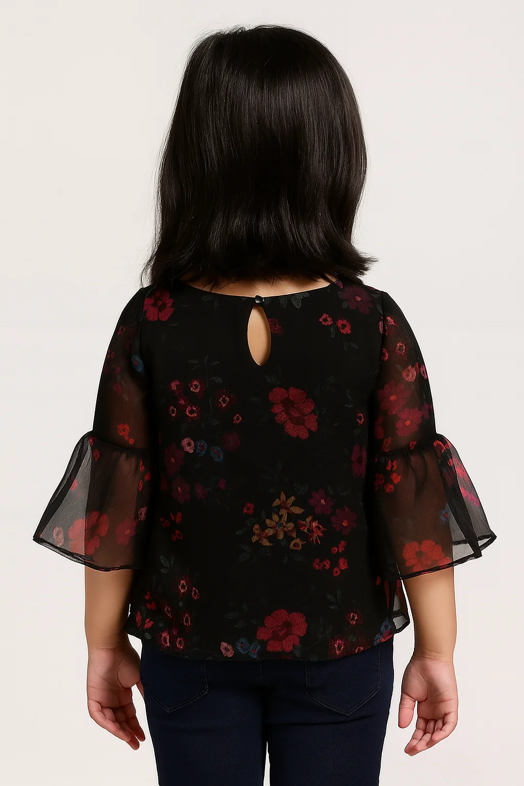 Stylish Black Floral Printed Top view 3