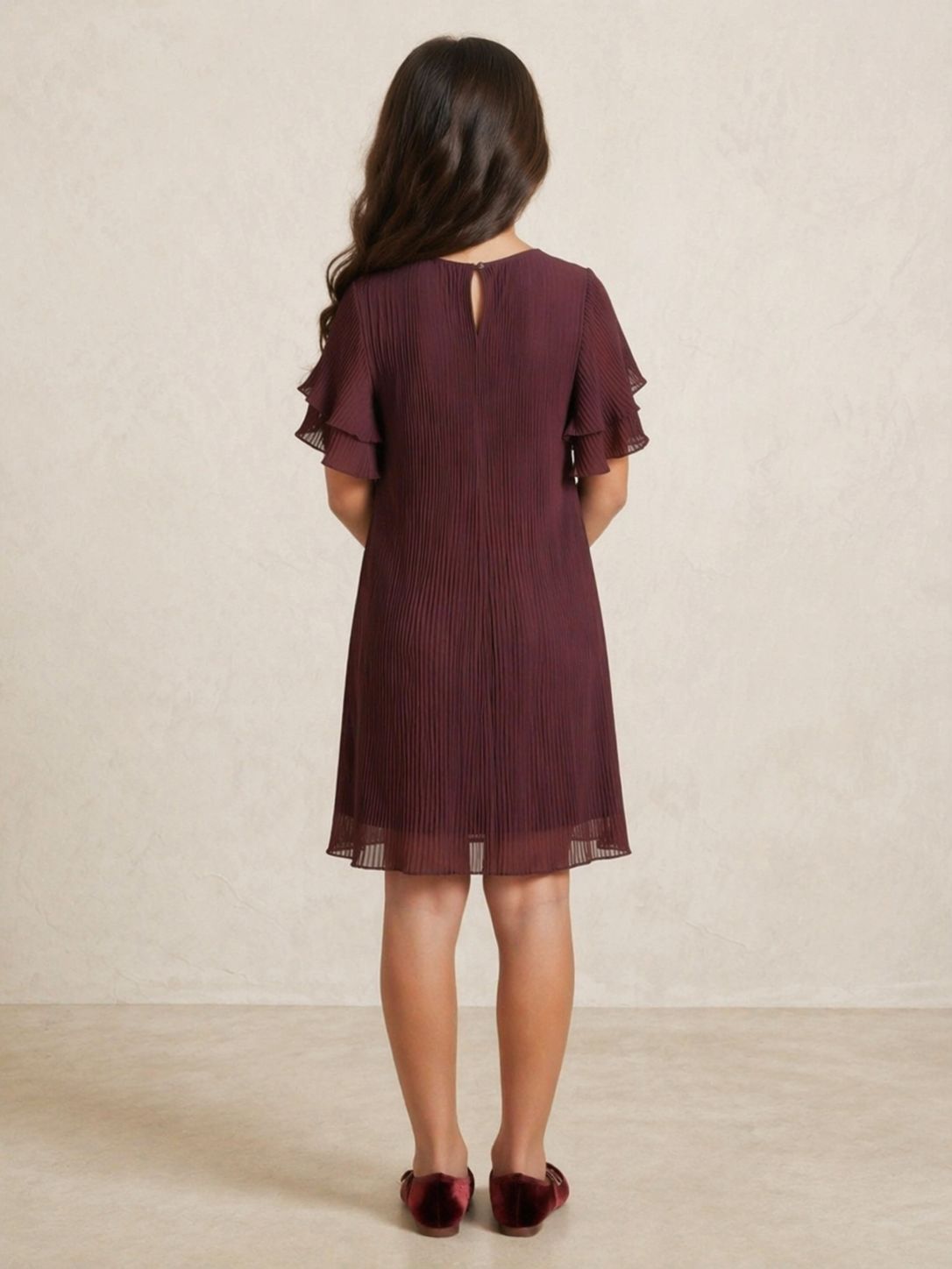 Chic Wine Pleated Dress view 3