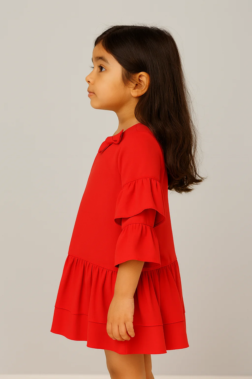 Kidsdew sleeveless Crepe A- line dress Coral view 3