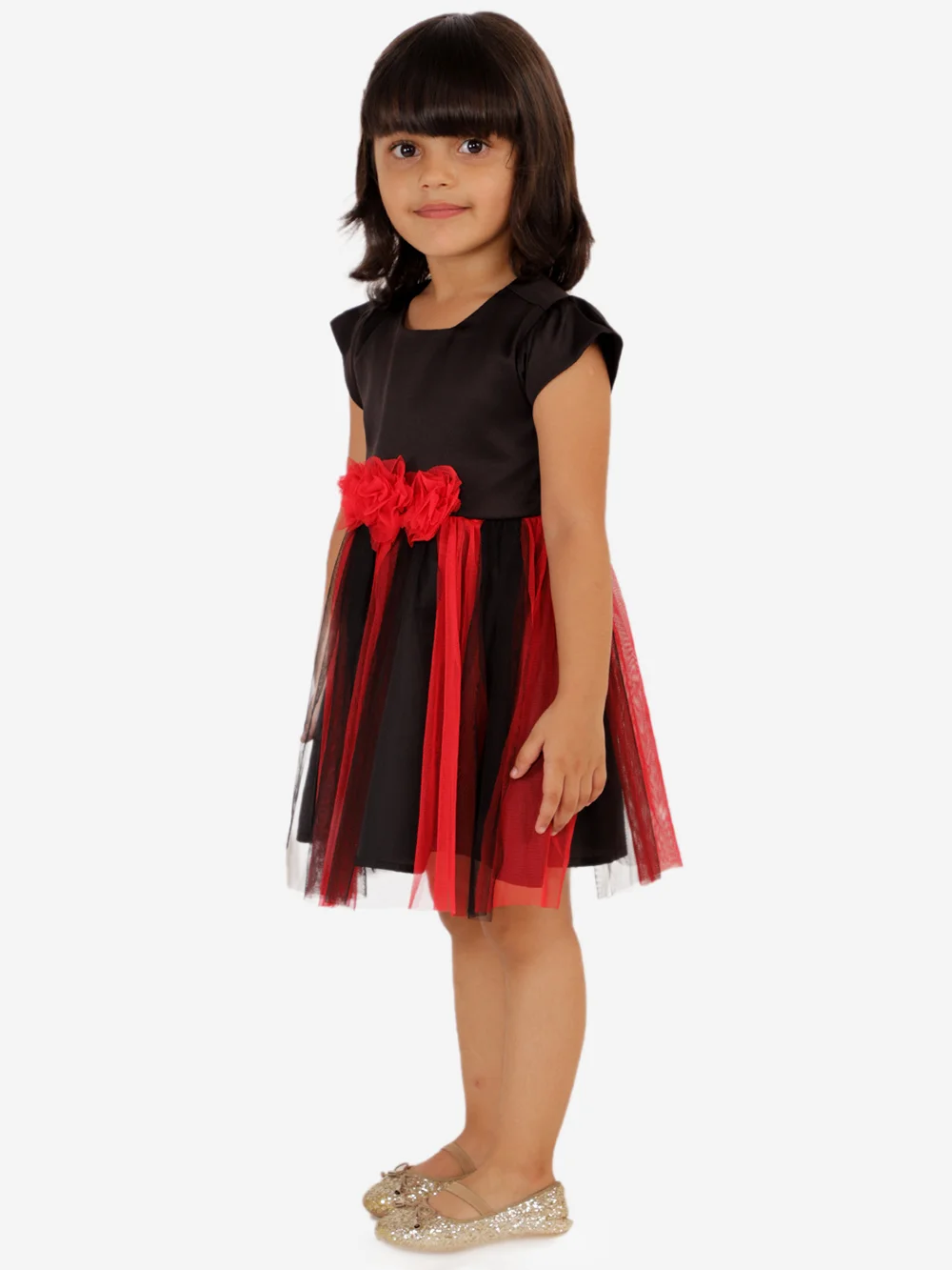 Chic Elegance: Black Net Tuil Dress view 3