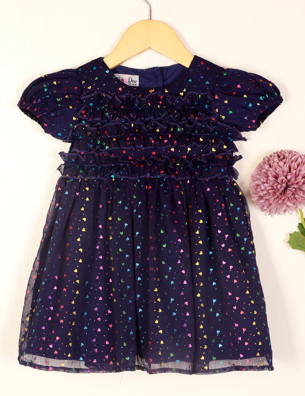 Charming Navy Rainbow Hearts Dress view 4