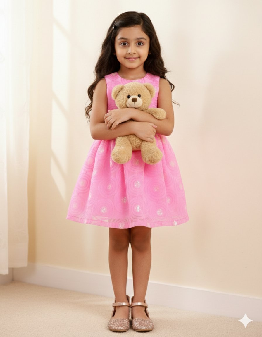 Pink Sleeveless Net Party Dress