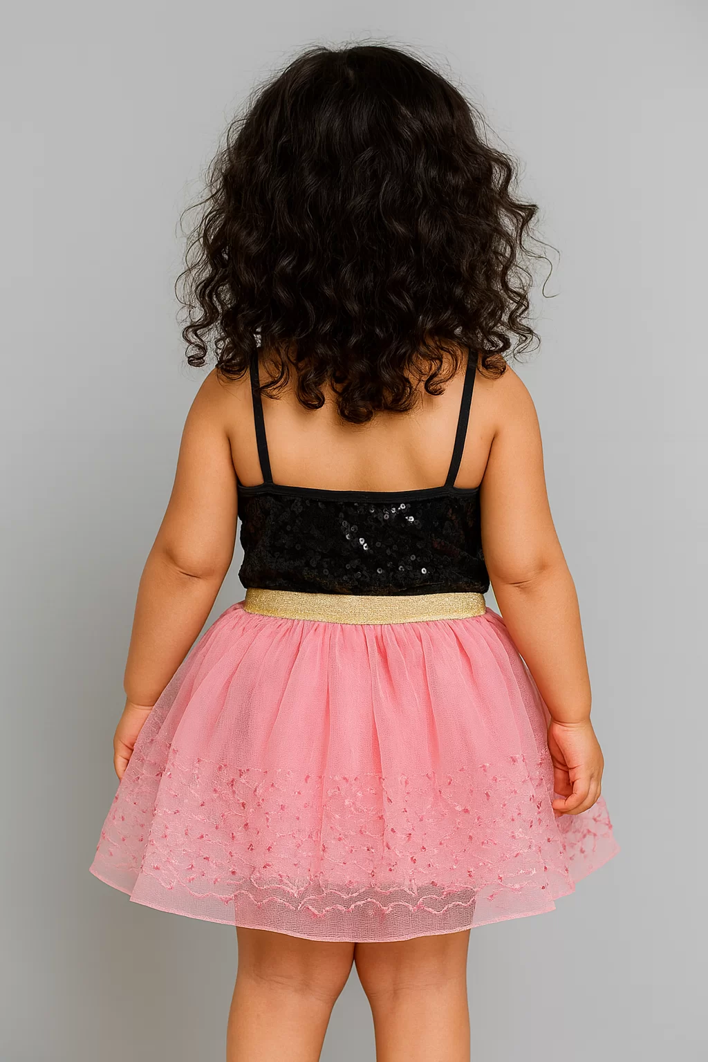 Enchanting Pink and Gold Sequin Skirt view 3