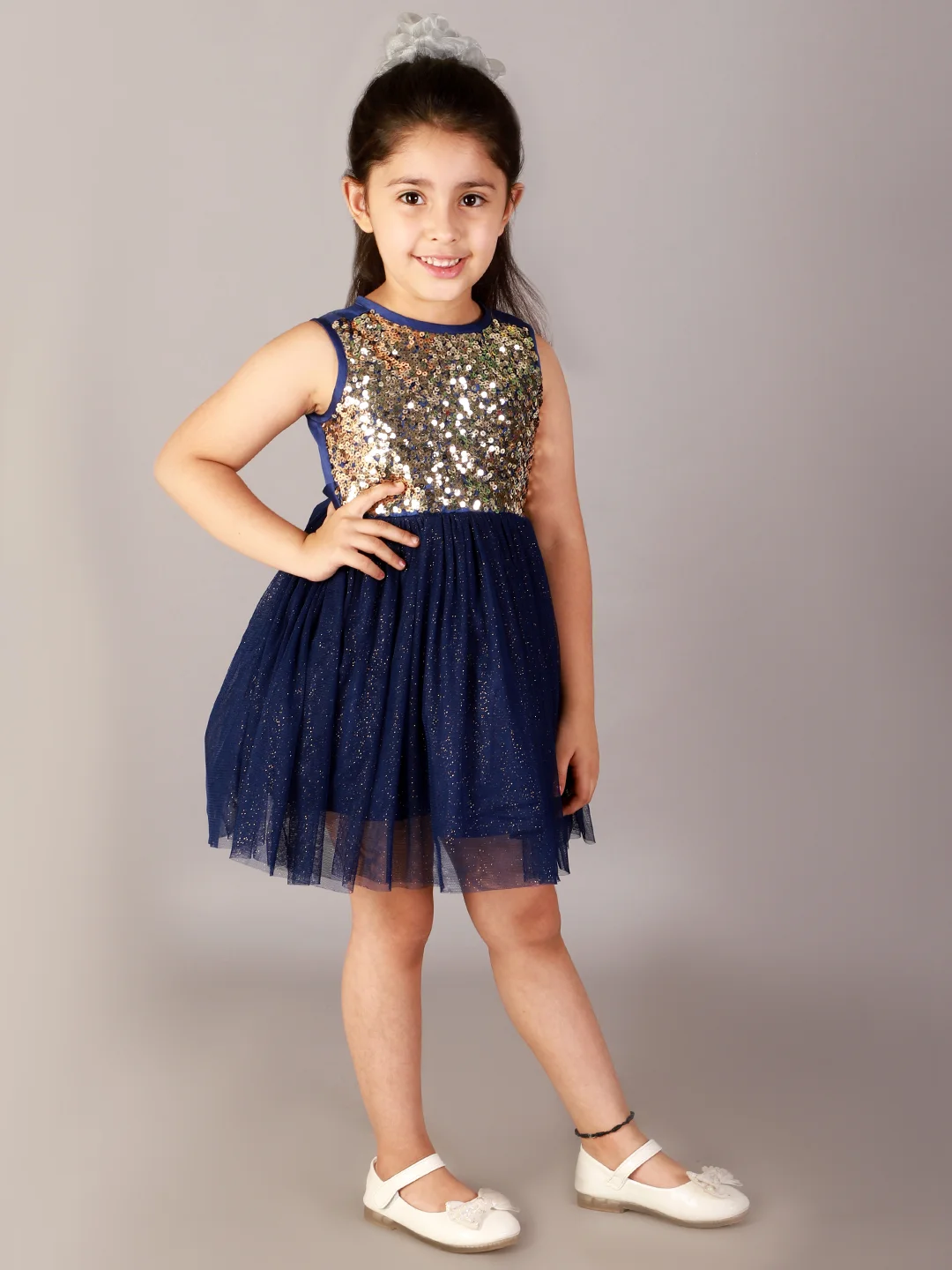Navy Blue Starlight Sparkle Party Dress view 3