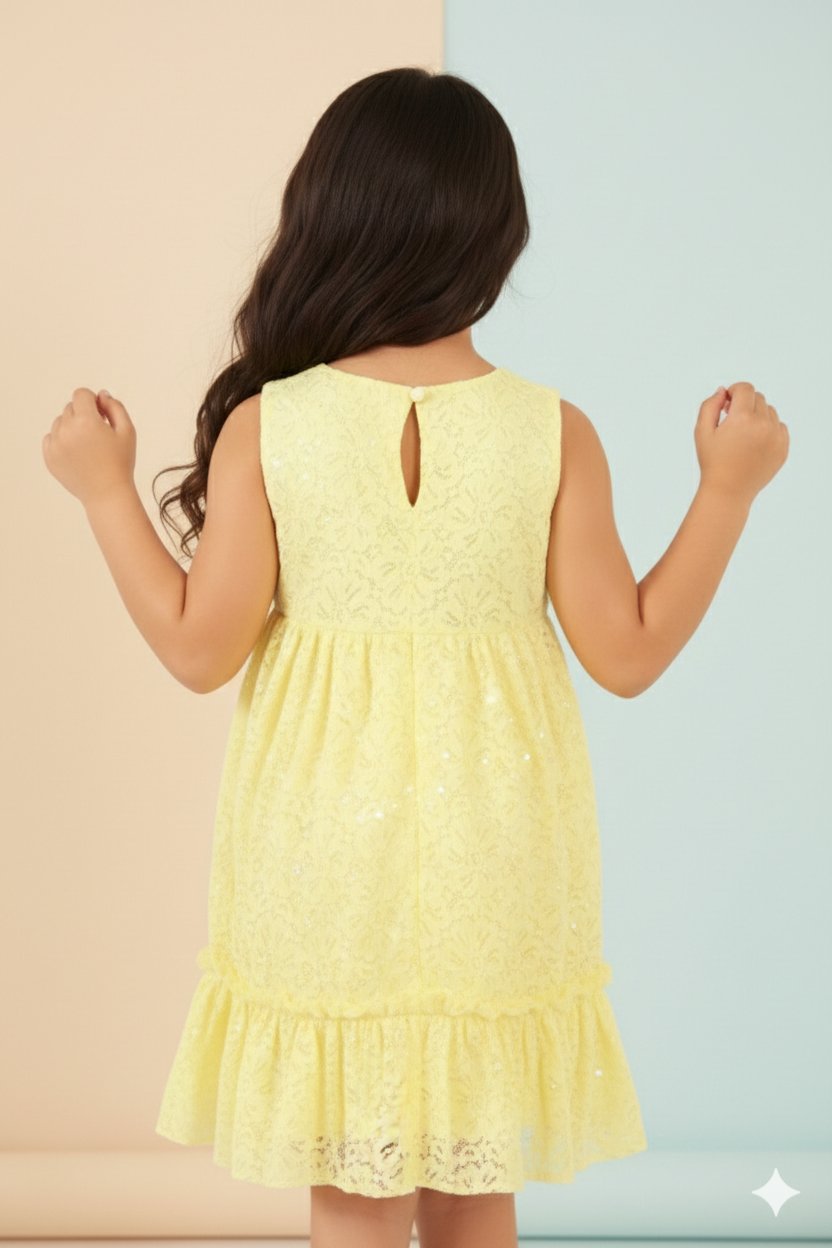 Stunning Yellow Pleated Net Dress view 2