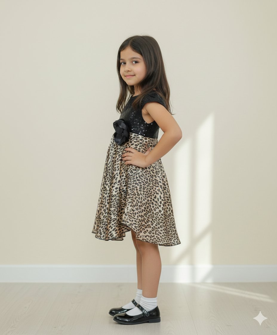 Trendy Black Animal Print Dress view 3