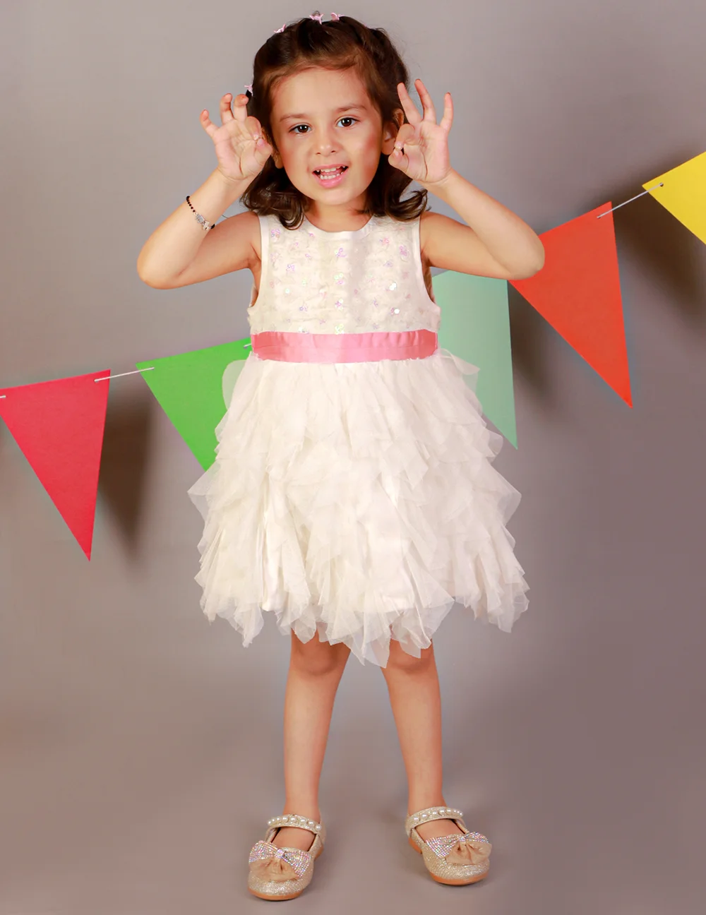 Radiant White Sequin Fit and Flare Dress