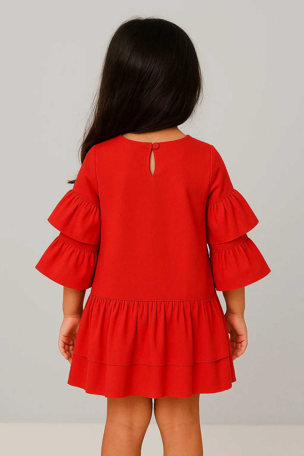 Kidsdew sleeveless Crepe A- line dress Coral view 2