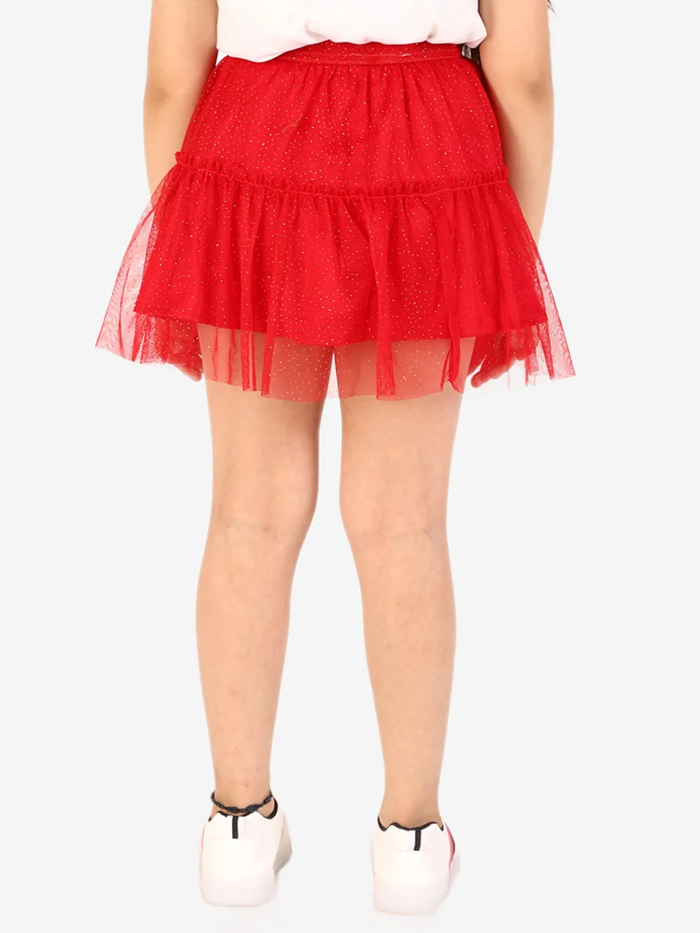 Sparkling Red Glitter Mesh Skirt view 5