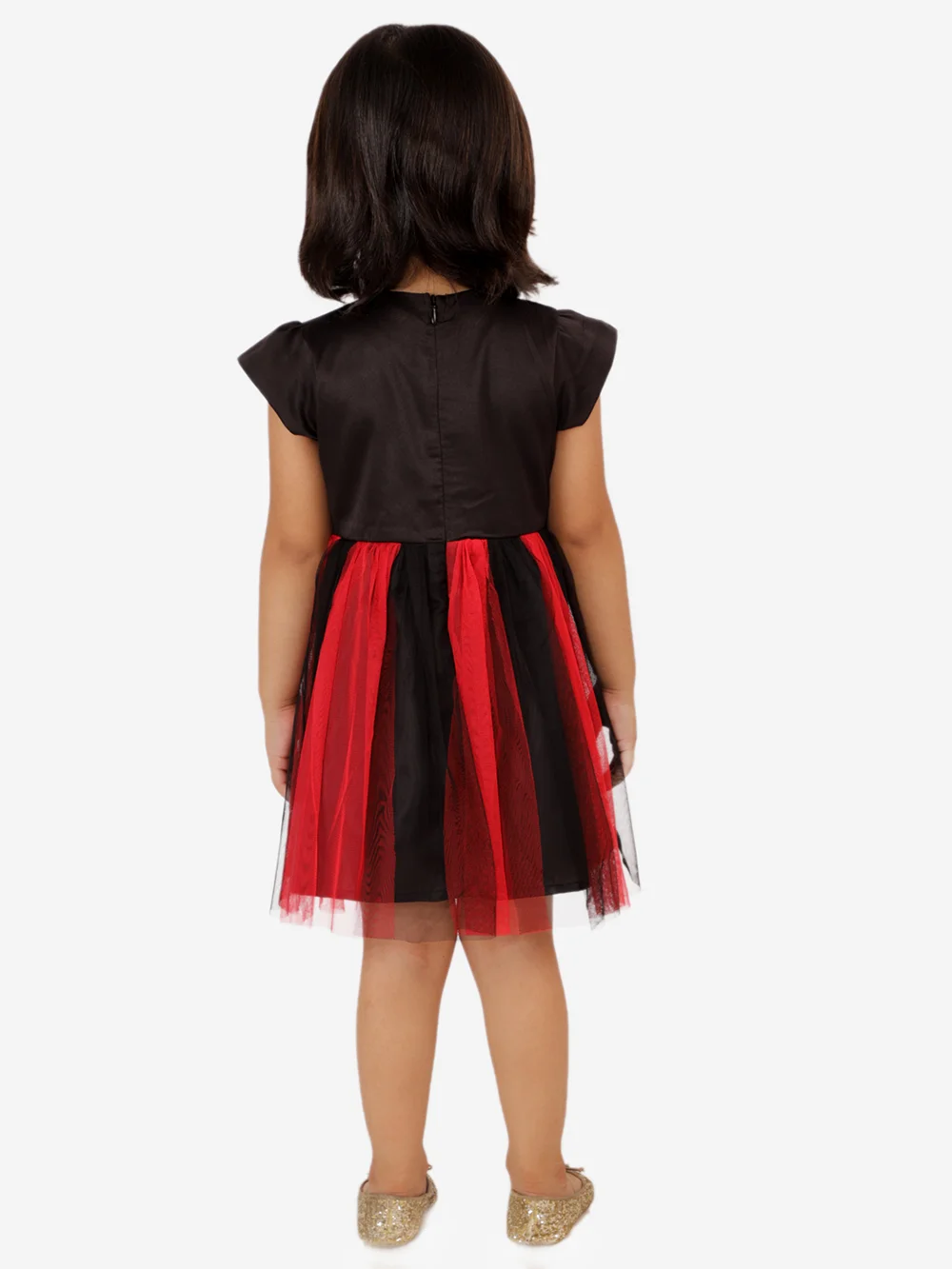 Chic Elegance: Black Net Tuil Dress view 5