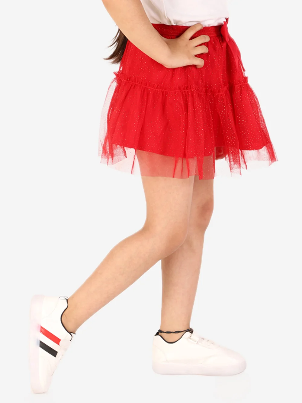 Sparkling Red Glitter Mesh Skirt view 4