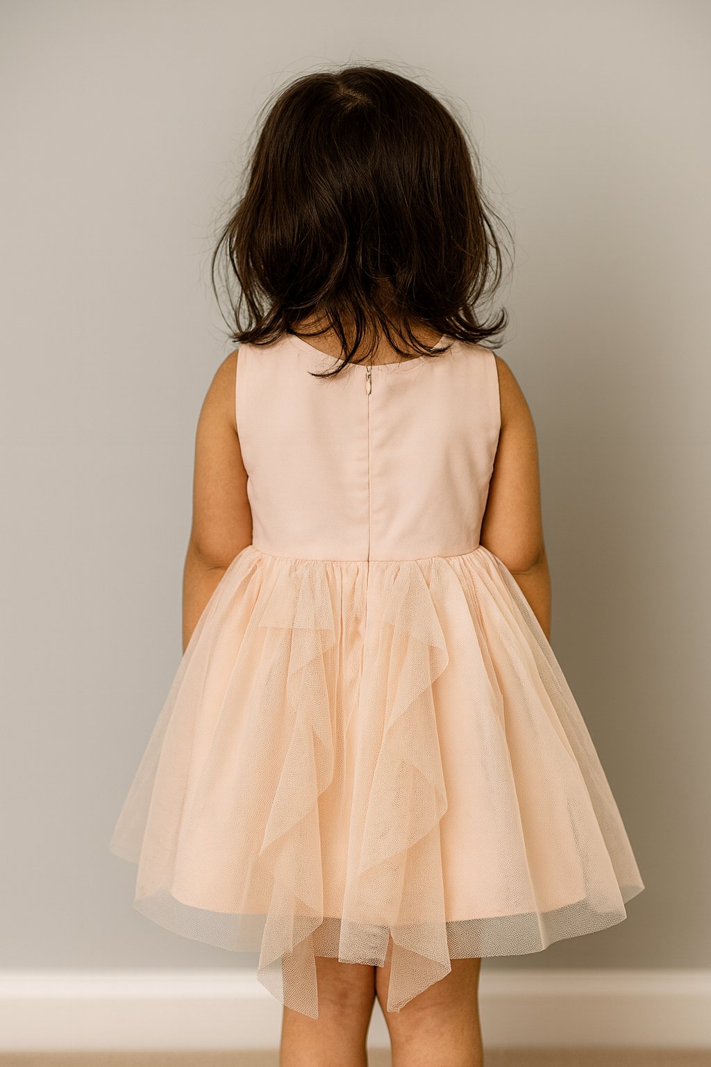 Gold Sequin Bodice Peach Tulle Toddler Dress view 2