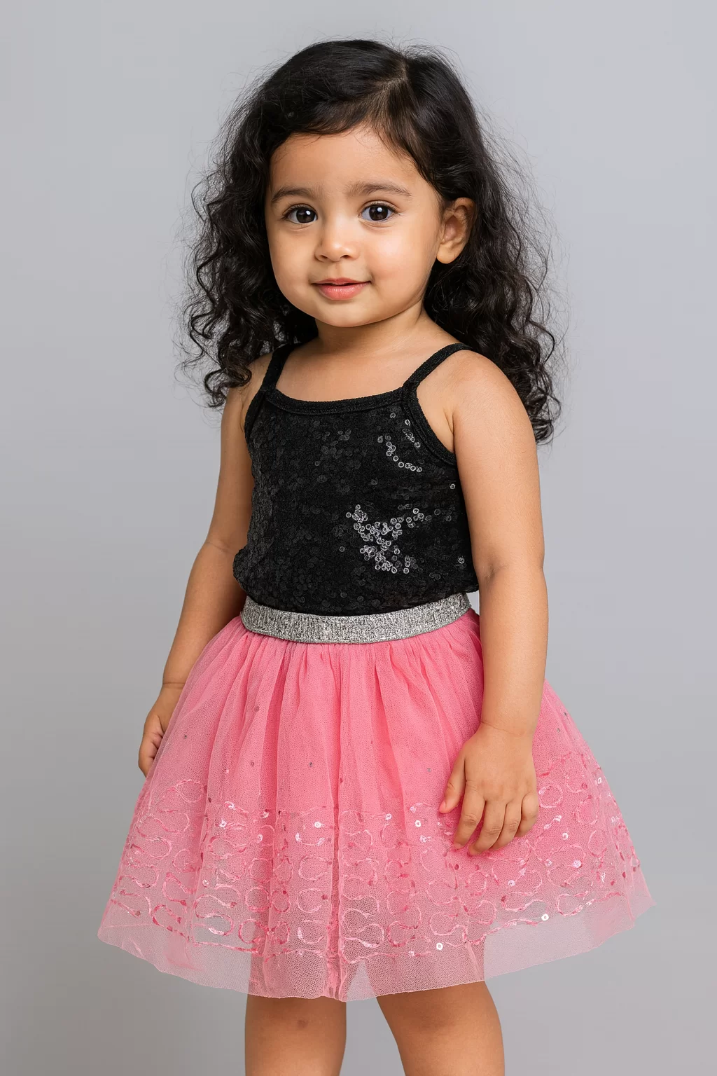 Radiant Pink and Silver Sequin Skirt