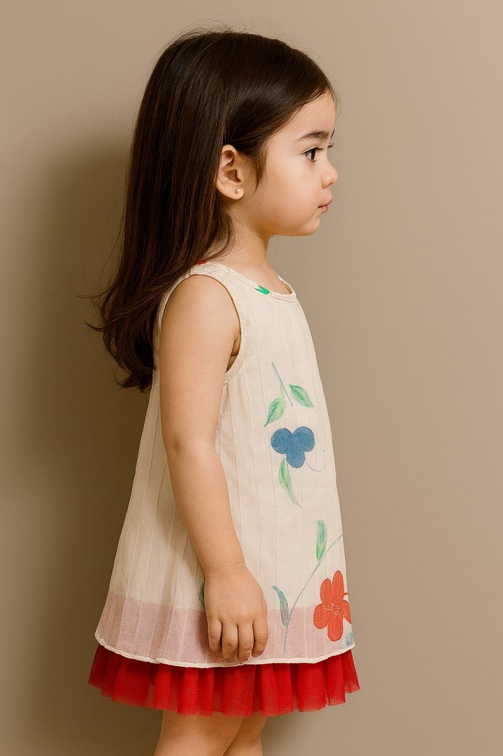 Elegant Ivory Floral Print Dress view 3