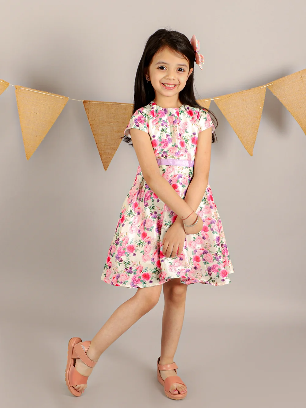 Stylish White Girls’ Fit and Flare Dress